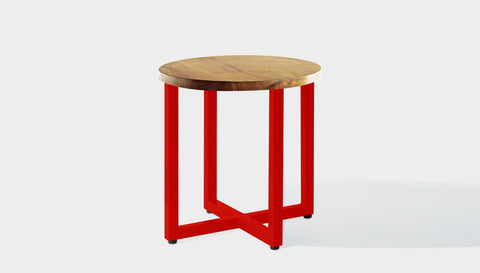 reddie-raw round side table 45dia x 45H *cm / Wood Teak~Oak / Metal~Red Suzy Side Table Round