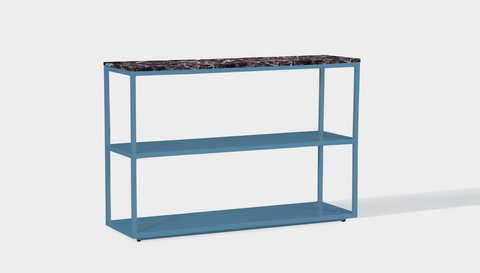 reddie-raw shelf 120W x 35D x 80H *cm / Stone~Black Veined Marble / Metal~Blue Suzy Shelf / Bookcase
