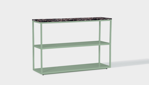 reddie-raw shelf 120W x 35D x 80H *cm / Stone~Black Veined Marble / Metal~Mint Suzy Shelf / Bookcase
