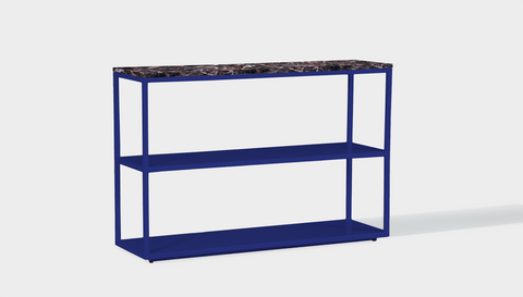 reddie-raw shelf 120W x 35D x 80H *cm / Stone~Black Veined Marble / Metal~Navy Suzy Shelf / Bookcase