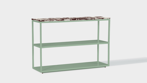 reddie-raw shelf 120W x 35D x 80H *cm / Stone~Calacatta Viola / Metal~Mint Suzy Shelf / Bookcase
