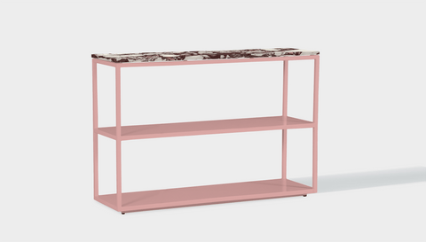 reddie-raw shelf 120W x 35D x 80H *cm / Stone~Calacatta Viola / Metal~Pink Suzy Shelf / Bookcase