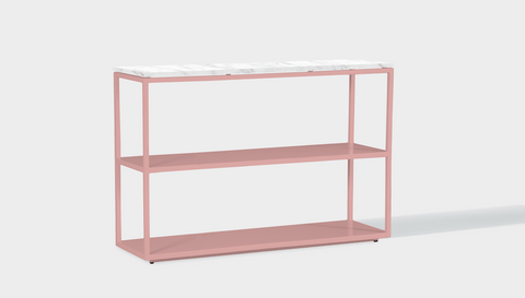 reddie-raw shelf 120W x 35D x 80H *cm / Stone~White-Veined-Marble / Metal~Pink Suzy Shelf / Bookcase