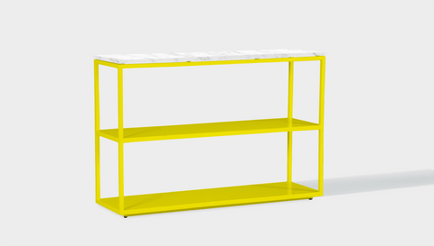 reddie-raw shelf 120W x 35D x 80H *cm / Stone~White-Veined-Marble / Metal~Yellow Suzy Shelf / Bookcase