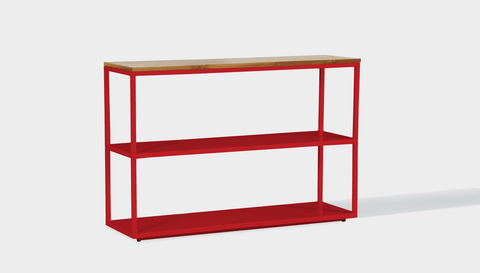 reddie-raw shelf 120W x 35D x 80H *cm / Wood Teak~Oak / Metal~Red Suzy Shelf / Bookcase