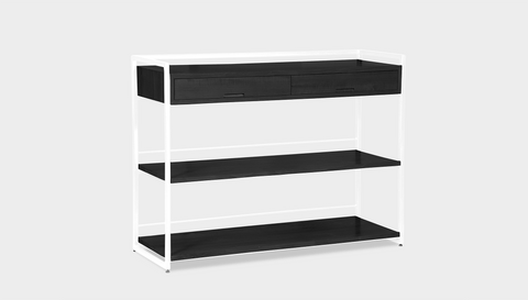 reddie-raw shelf 120W x 40D x 90H *cm / Wood Teak~Black / Metal~White Suzy Console Unit