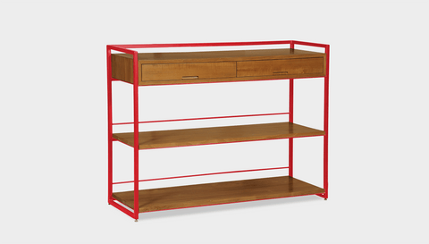 reddie-raw shelf 120W x 40D x 90H *cm / Wood Teak~Natural / Metal~Red Suzy Console Unit
