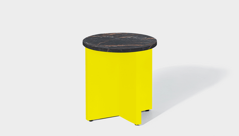 reddie-raw Side Table 45dia x 45H *cm / Stone~Black Veined Marble / Metal~Yellow Bob Side Table Round