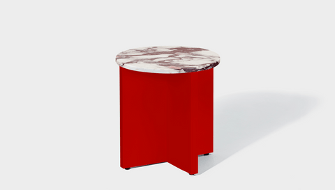 reddie-raw Side Table 45dia x 45H *cm / Stone~Calacatta Viola / Metal~Red Bob Side Table Round
