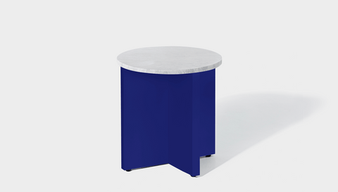 reddie-raw Side Table 45dia x 45H *cm / Stone~White Veined Marble / Metal~Navy Bob Side Table Round