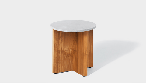 reddie-raw Side Table 45dia x 45H *cm / Stone~White Veined Marble / Wood Teak~Natural Bob Side Table Round