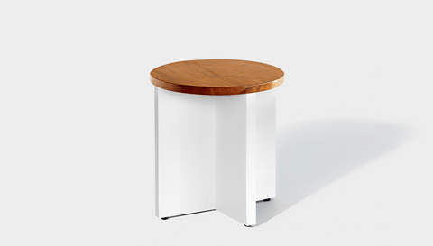 reddie-raw Side Table 45dia x 45H *cm / Wood Teak~Natural / Metal~White Bob Side Table Round