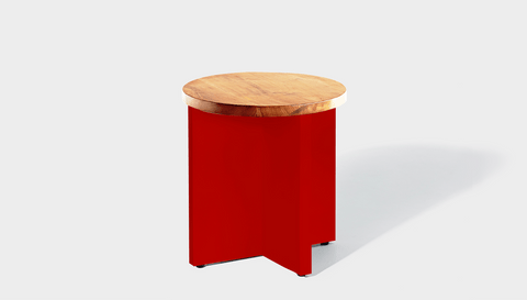 reddie-raw Side Table 45dia x 45H *cm / Wood Teak~Oak / Metal~Red Bob Side Table Round