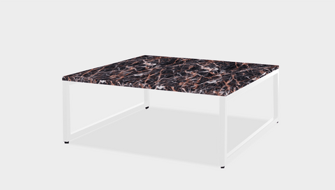 reddie-raw square coffee table 90 x 90 x 35H *cm / Stone~Black Veined Marble / Metal~White Suzy Coffee Table Square