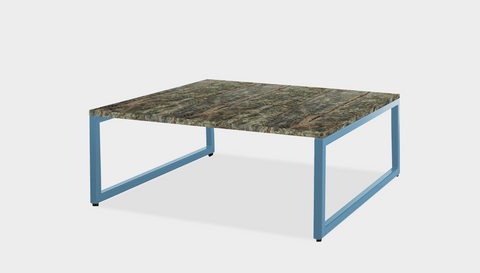 reddie-raw square coffee table 90 x 90 x 35H *cm / Stone~Forest Green / Metal~Blue Suzy Coffee Table Square