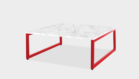 reddie-raw square coffee table 90 x 90 x 35H *cm / Stone~White Veined Marble / Metal~Red Suzy Coffee Table Square