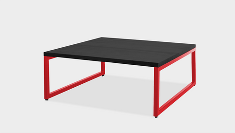 reddie-raw square coffee table 90 x 90 x 35H *cm / Wood Teak~Black / Metal~Red Suzy Coffee Table Square