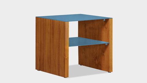 reddie-raw square side table 45W x 45D x 45H *cm / Metal~Blue / Wood Teak~Natural Andi Side Table