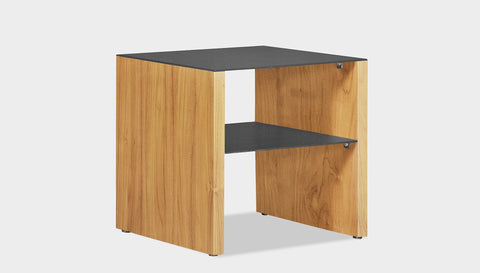 reddie-raw square side table 45W x 45D x 45H *cm / Metal~Grey / Wood Teak~Oak Andi Side Table