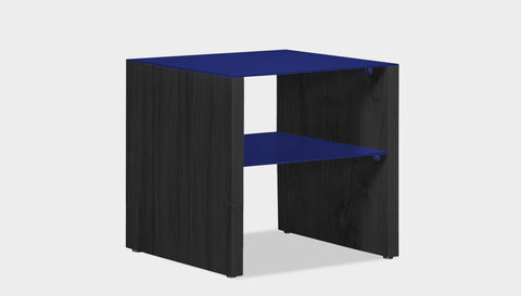 reddie-raw square side table 45W x 45D x 45H *cm / Metal~Navy / Wood Teak~Black Andi Side Table