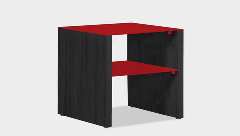 reddie-raw square side table 45W x 45D x 45H *cm / Metal~Red / Wood Teak~Black Andi Side Table