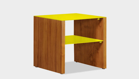 reddie-raw square side table 45W x 45D x 45H *cm / Metal~Yellow / Wood Teak~Natural Andi Side Table
