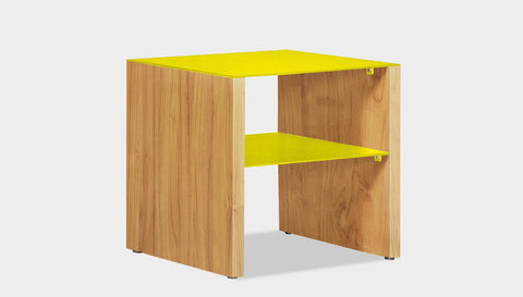 reddie-raw square side table 45W x 45D x 45H *cm / Metal~Yellow / Wood Teak~Oak Andi Side Table