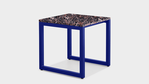 reddie-raw square side table 45W x 45D x 45H *cm / Stone~Black Veined Marble / Metal~Navy Suzy Side Table Square