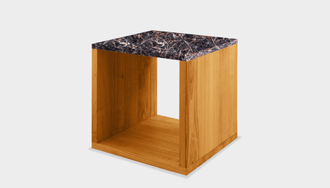 reddie-raw square side table 45W x 45D x 45H *cm / Stone~Black Veined Marble / Wood Teak~Oak Bob Side Table Square