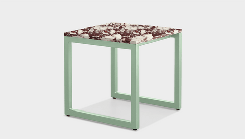 reddie-raw square side table 45W x 45D x 45H *cm / Stone~Calacatta Viola / Metal~Mint Suzy Side Table Square