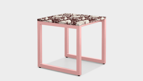 reddie-raw square side table 45W x 45D x 45H *cm / Stone~Calacatta Viola / Metal~Pink Suzy Side Table Square