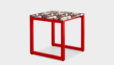 reddie-raw square side table 45W x 45D x 45H *cm / Stone~Calacatta Viola / Metal~Red Suzy Side Table Square