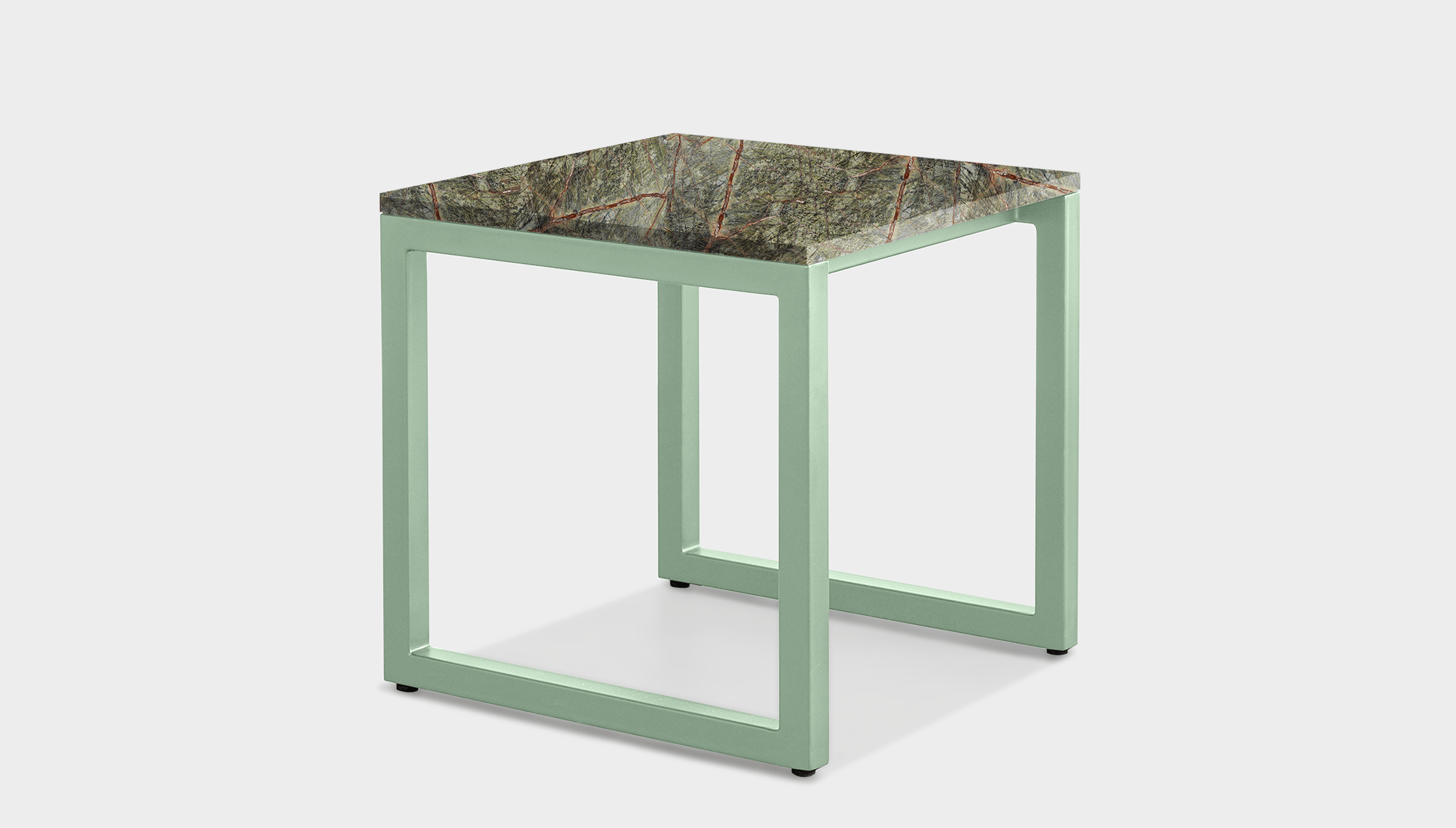 reddie-raw square side table 45W x 45D x 45H *cm / Stone~Forest Green / Metal~Mint Suzy Side Table Square
