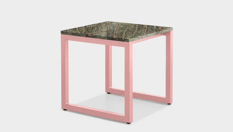 reddie-raw square side table 45W x 45D x 45H *cm / Stone~Forest Green / Metal~Pink Suzy Side Table Square