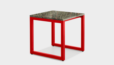 reddie-raw square side table 45W x 45D x 45H *cm / Stone~Forest Green / Metal~Red Suzy Side Table Square