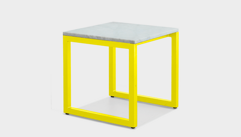 reddie-raw square side table 45W x 45D x 45H *cm / Stone~White Veined Marble / Metal~Yellow Suzy Side Table Square