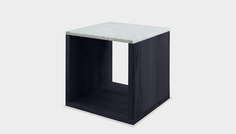 reddie-raw square side table 45W x 45D x 45H *cm / Stone~White Veined Marble / Wood Teak~Black Bob Side Table Square