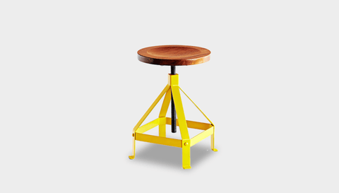 reddie-raw stool 35dia x 45-62H *cm / Wood Teak~Natural / Metal~Yellow Suzy Adjustable Stool