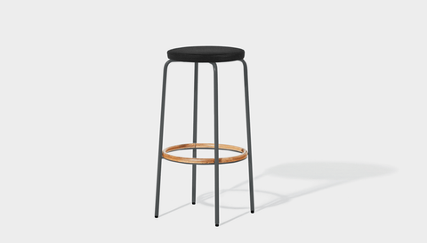 reddie-raw stool 35dia x 65H (counter height) / Leather~Black / Metal~Grey Milton Stool