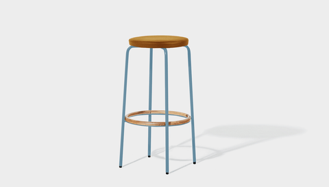 reddie-raw stool 35dia x 65H (counter height) / Leather~Tan / Metal~Blue Milton Stool