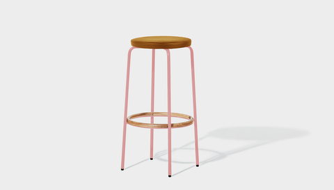 reddie-raw stool 35dia x 65H (counter height) / Leather~Tan / Metal~Pink Milton Stool