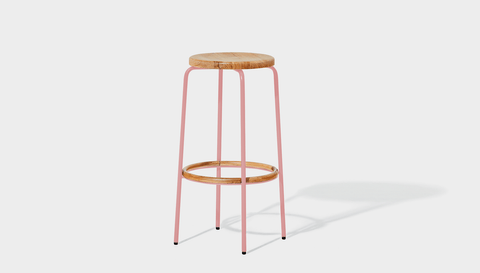 reddie-raw stool 35dia x 65H (counter height) / Wood Teak~Natural / Metal~Pink Milton Stool