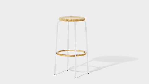 reddie-raw stool 35dia x 65H (counter height) / Wood Teak~Oak / Metal~White Milton Stool