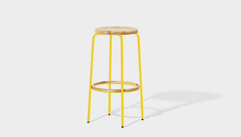 reddie-raw stool 35dia x 65H (counter height) / Wood Teak~Oak / Metal~Yellow Milton Stool