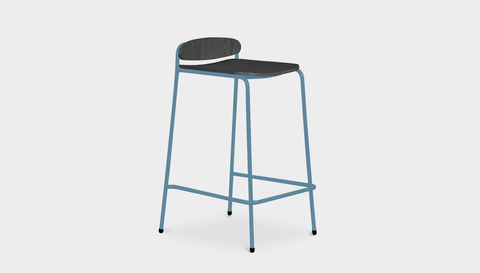 reddie-raw stool 55 W x 54 D x 91 H *cm (75 H seat) / Wood Veneer~Black / Metal~Blue Kami Stackable Bar Stool
