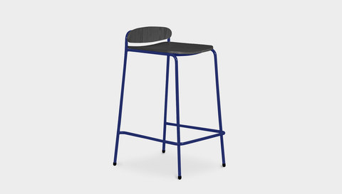 reddie-raw stool 55 W x 54 D x 91 H *cm (75 H seat) / Wood Veneer~Black / Metal~Navy Kami Stackable Bar Stool