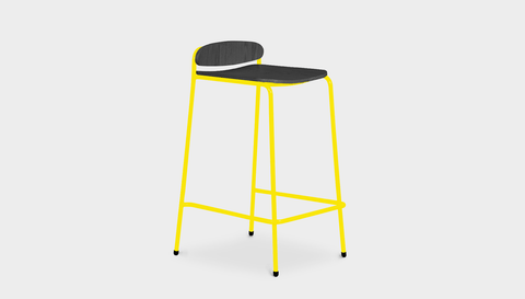 reddie-raw stool 55 W x 54 D x 91 H *cm (75 H seat) / Wood Veneer~Black / Metal~Yellow Kami Stackable Bar Stool