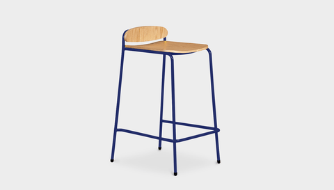 reddie-raw stool 55 W x 54 D x 91 H *cm (75 H seat) / Wood Veneer~Oak / Metal~Navy Kami Stackable Bar Stool