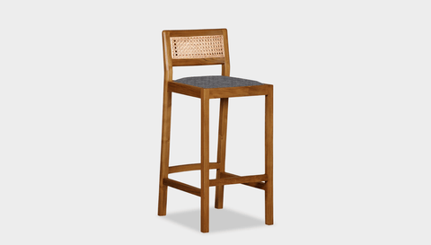reddie-raw stool BAR 42W x 47D x 100H (75H seat) / Wood Teak~Natural / Fabric~Vienna Midgrey Rita Bar Stool