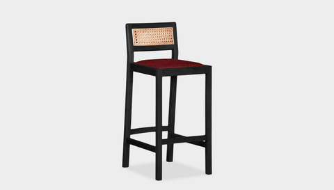 reddie-raw stool COUNTER 42W x 47D x 90 H (65H seat) / Wood Teak~Black / Fabric~Vienna Ruby Rita Bar Stool